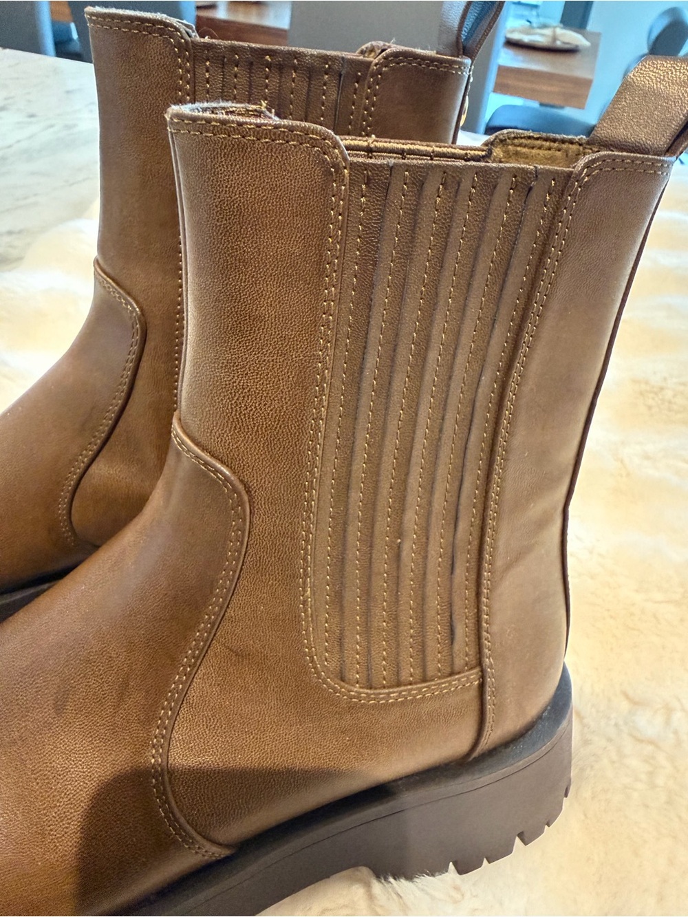Zara Brown Chunky Lug Chelsea Ankle Boots - Picture 9 of 9